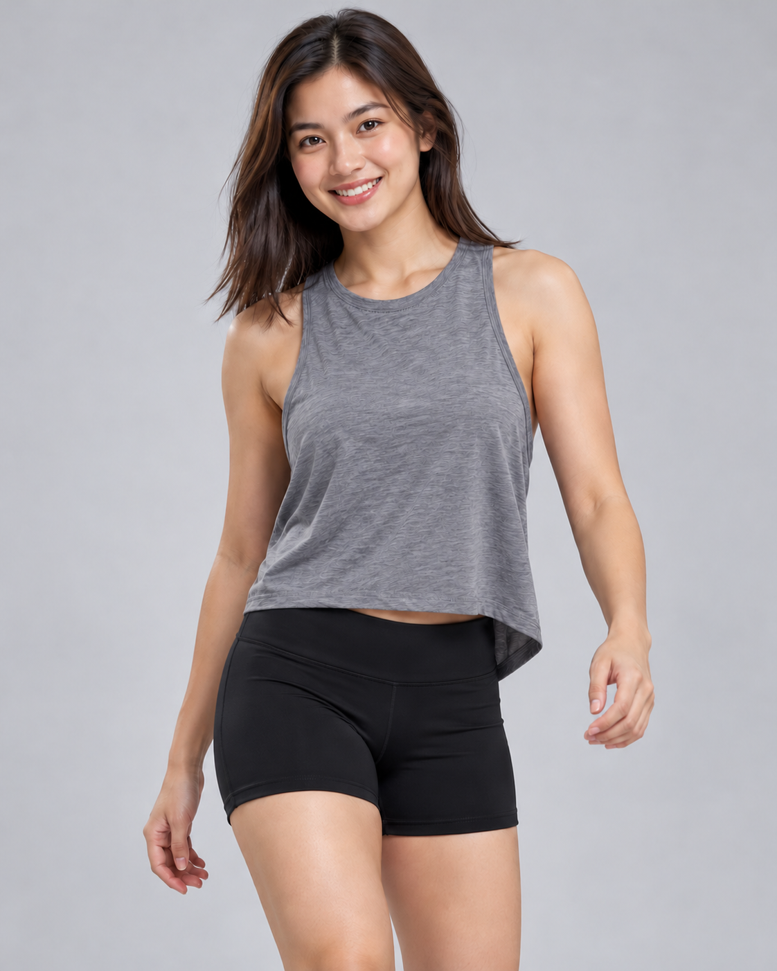 Belle Crop Tank in Heather Gray