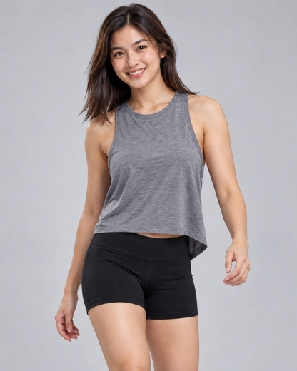 Belle Crop Tank in Heather Gray