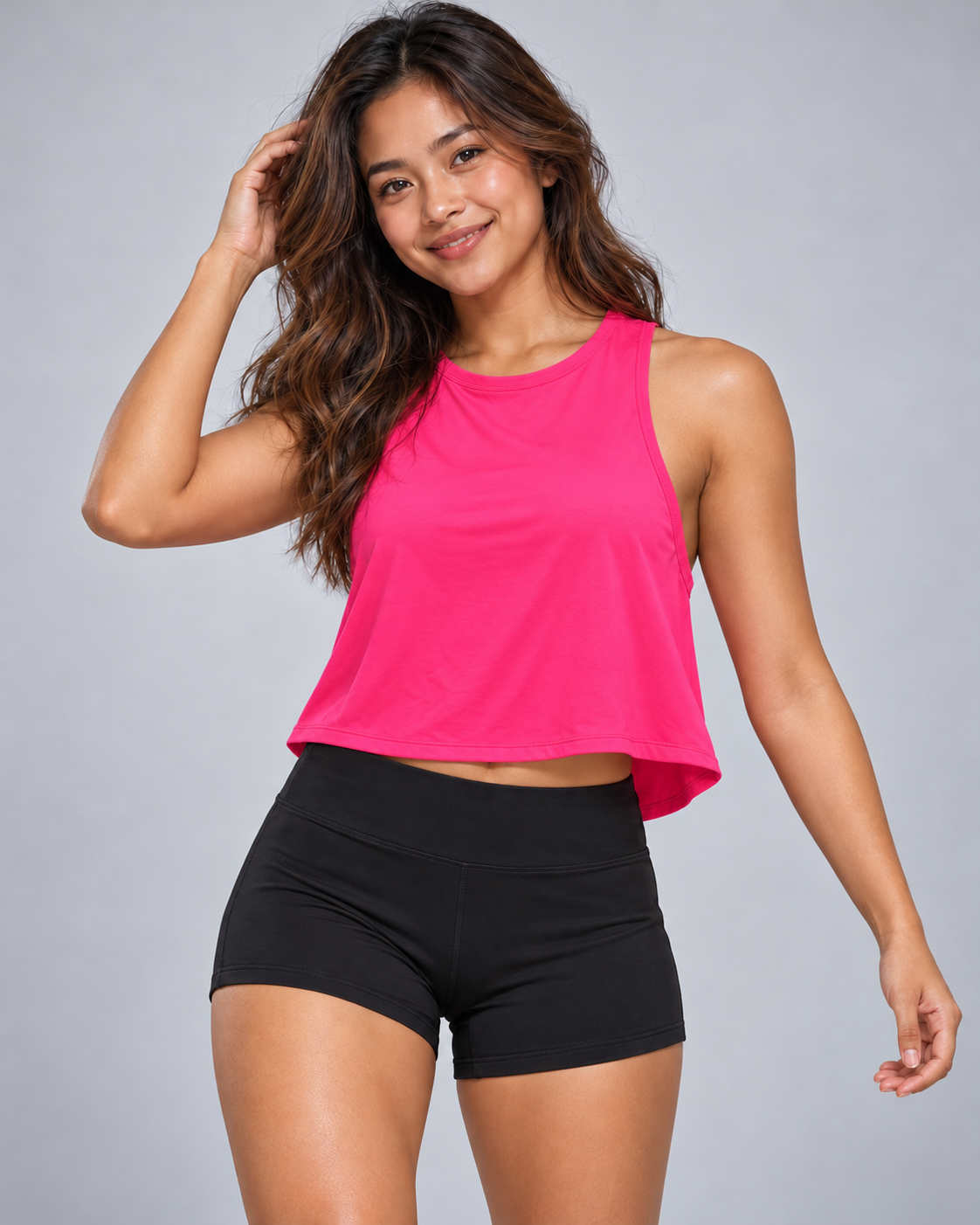 Belle Crop Tank in Electric Pink